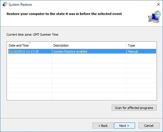 recovering deleted drivers in windows 10 via system restore